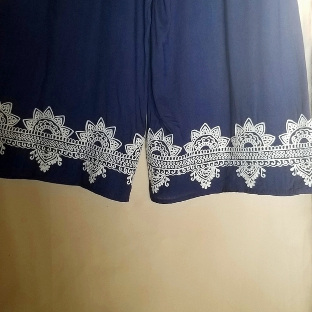 America&Beyond Cotton Embroidered Wide Leg Pants